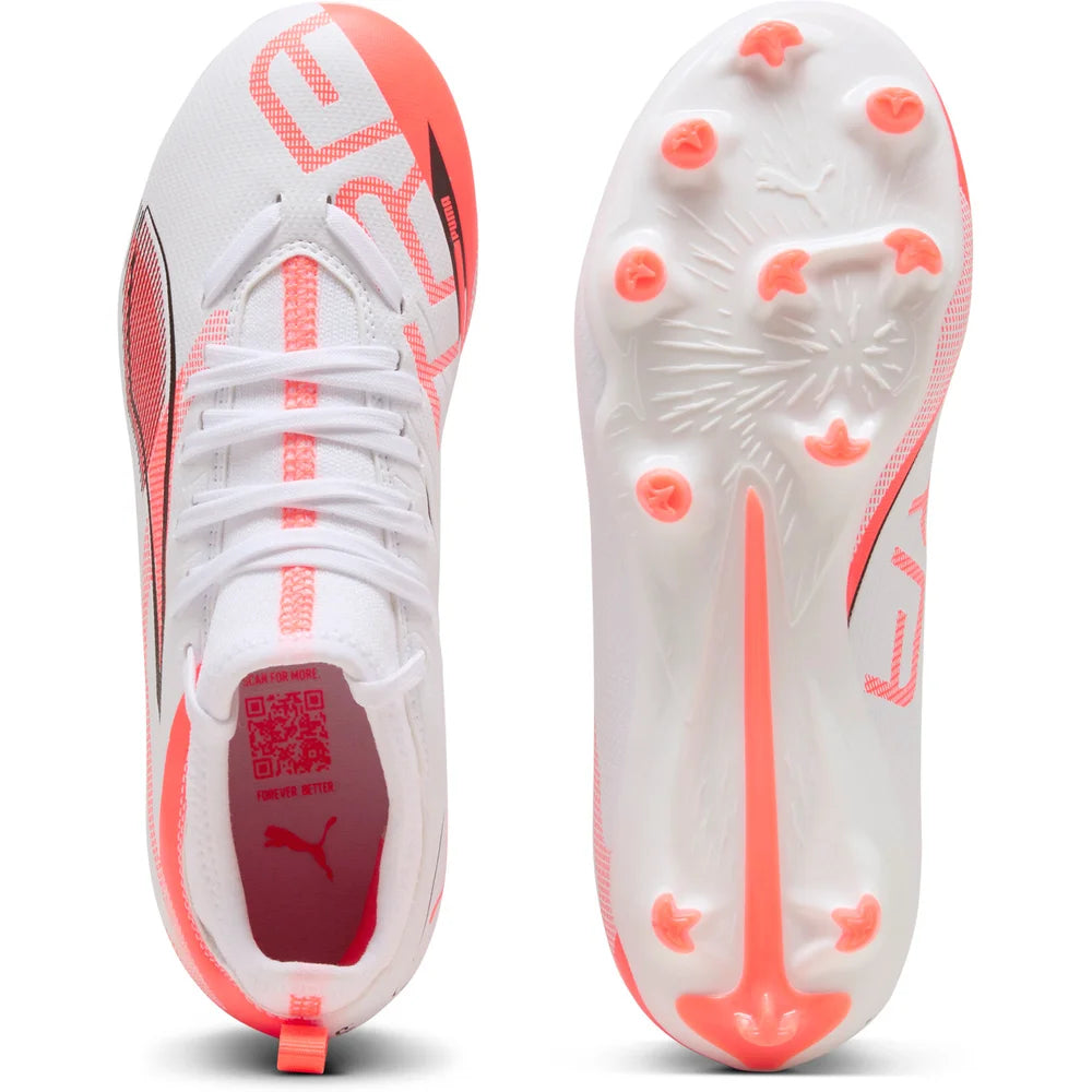 Puma Kinder Rasenschuhe ULTRA 5 MATCH FG/AG Jr White Black Glowing Red